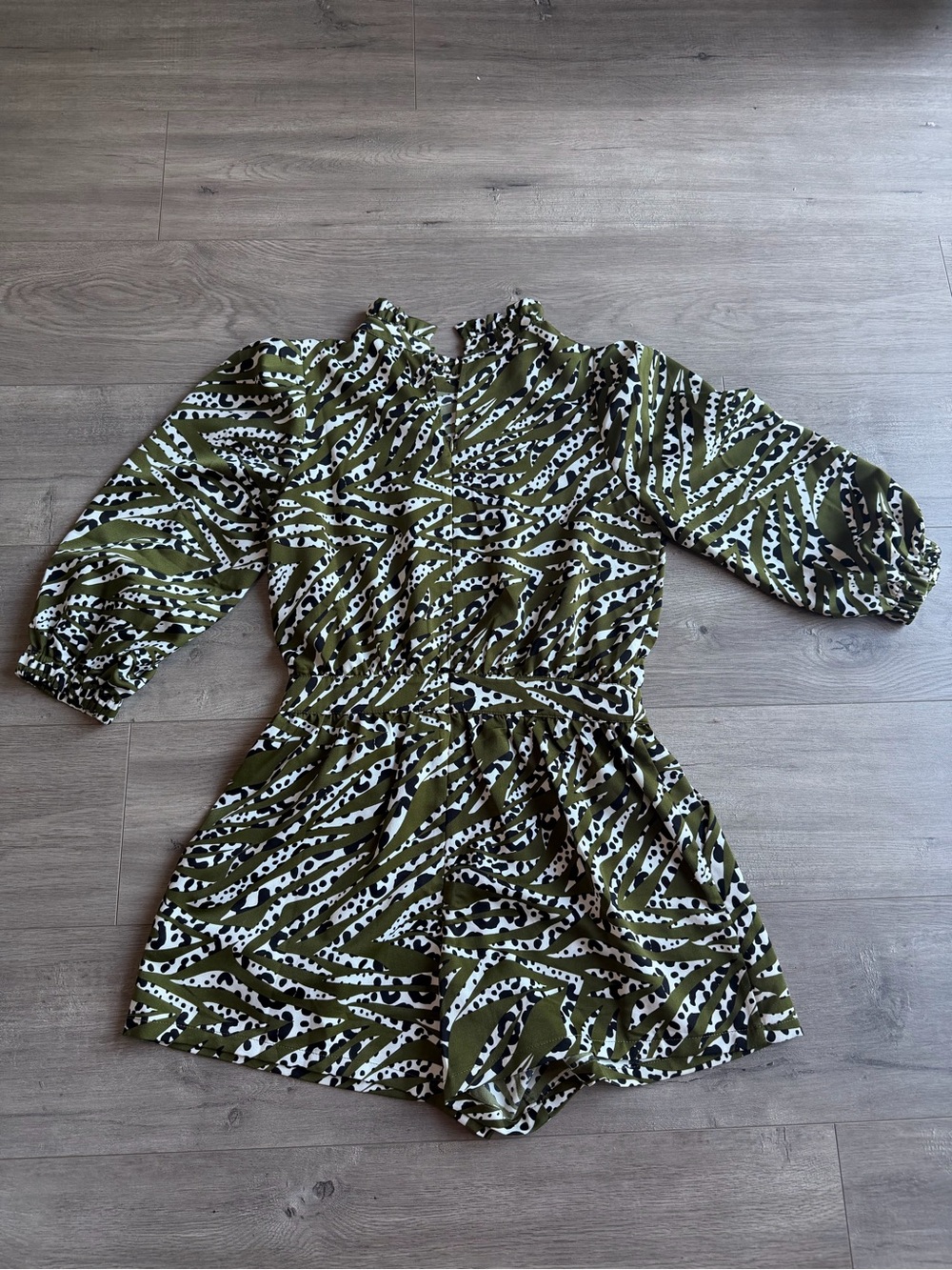 THML Zebra print green/white/black romper - size small